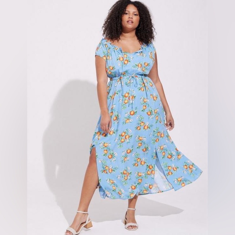 Torrid Maxi Textured Woven Double Slit Dress